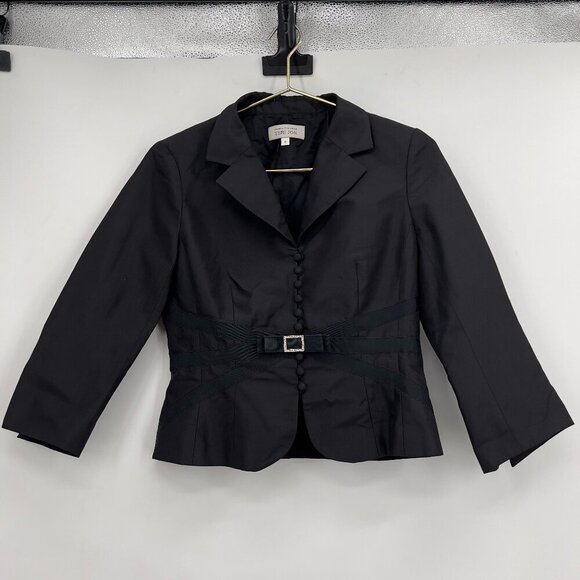 Rickie Freeman for Teri Jon Silk Wool Black Jacket Blazer Size 6 - Picture 1 of 9